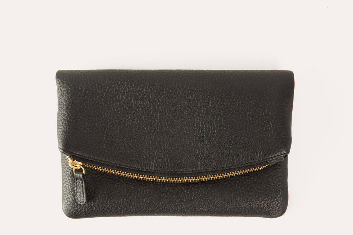 Leather flap clutch