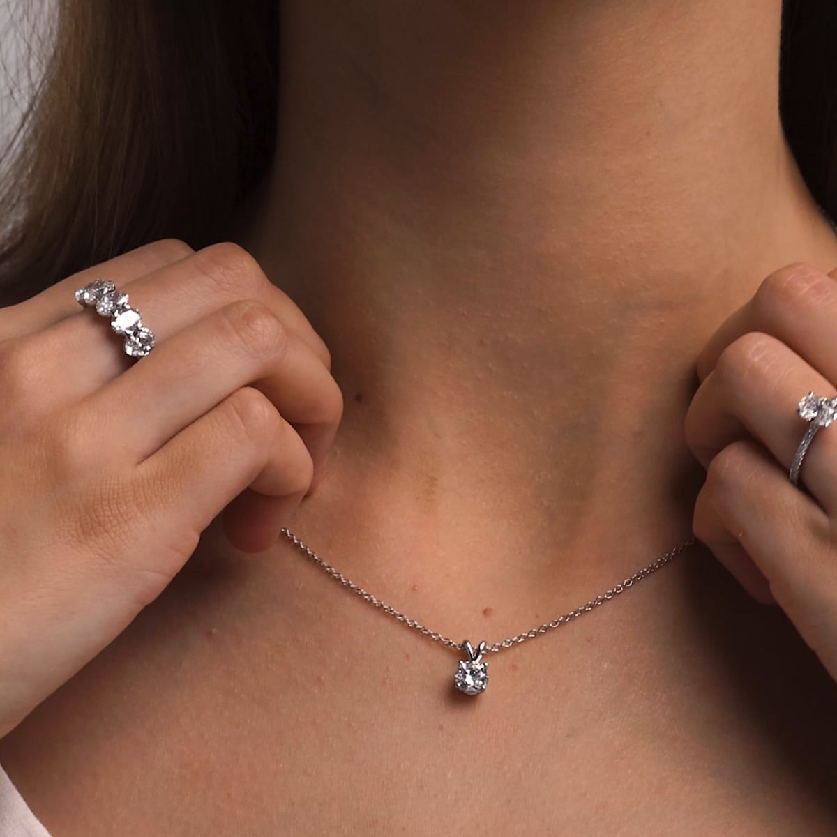0.75 CTW Round Lab Grown Diamond Split Bail Solitaire Pendant in 14K White Gold Over Sterling
