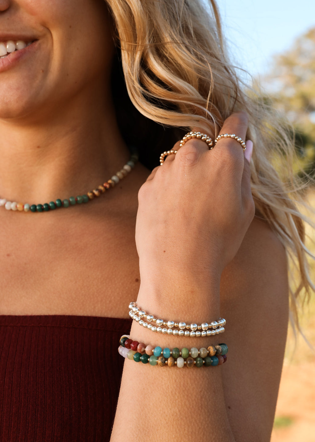 Natural Gemstone Necklace + 14k Gold Filled Toggle : Sedona