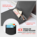 Avera Group Slim Genuine Leather Rfid Blocking Bifold Wallet With Money Clip