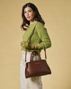 Zita (brown) - Italian calf leather women's handbag (with shoulder strap)