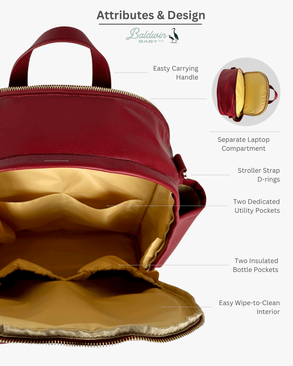 The Daphne Diaper Bag - Crimson