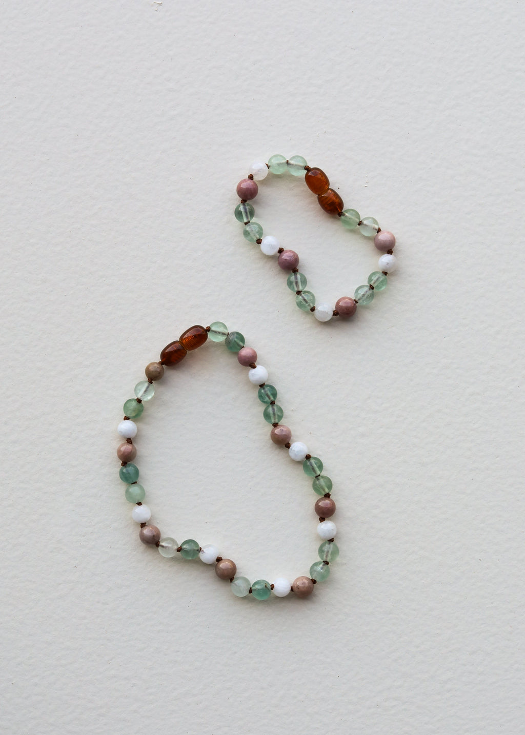 Fluorite + Moonstone + Rhodonite || Natural Gemstone Necklace
