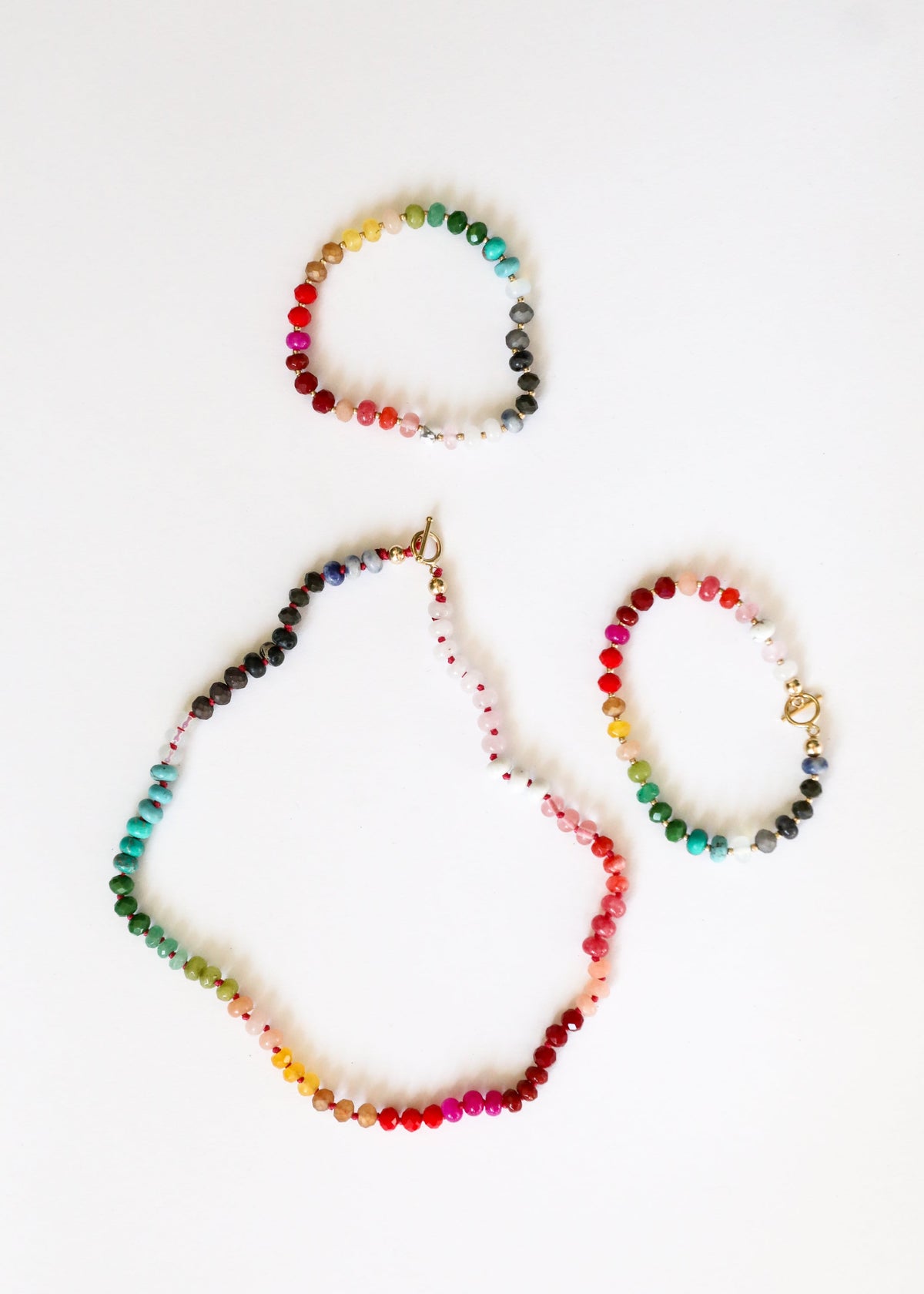 Natural Gemstone Bracelet + 14k Gold Filled Toggle : Paradise