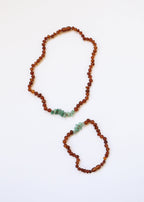 Raw Cognac Baltic Amber + Raw Aventurine || Necklace