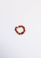 Raw Cognac Baltic Amber + 14K Gold Filled Beaded Ring Stack