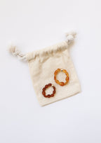 Raw Cognac Baltic Amber + 14K Gold Filled || Beaded Stretch Ring