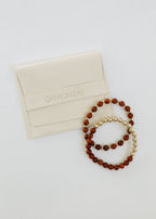 Red Jasper : 14k Gold Filled Sun + Moon || Stretch Bracelets