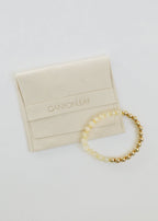 Citrine Gemstone + 14K Gold Filled Beaded Stretch Bracelet