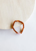 Raw Cognac Baltic Amber + Raw Rose Quartz || Bracelet Set