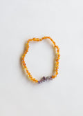 Raw Honey Baltic Amber + Raw Amethyst || Necklace