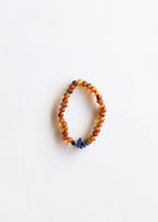 Raw Cognac Baltic Amber + Lapis Lazuli || Adult Stretch Bracelet