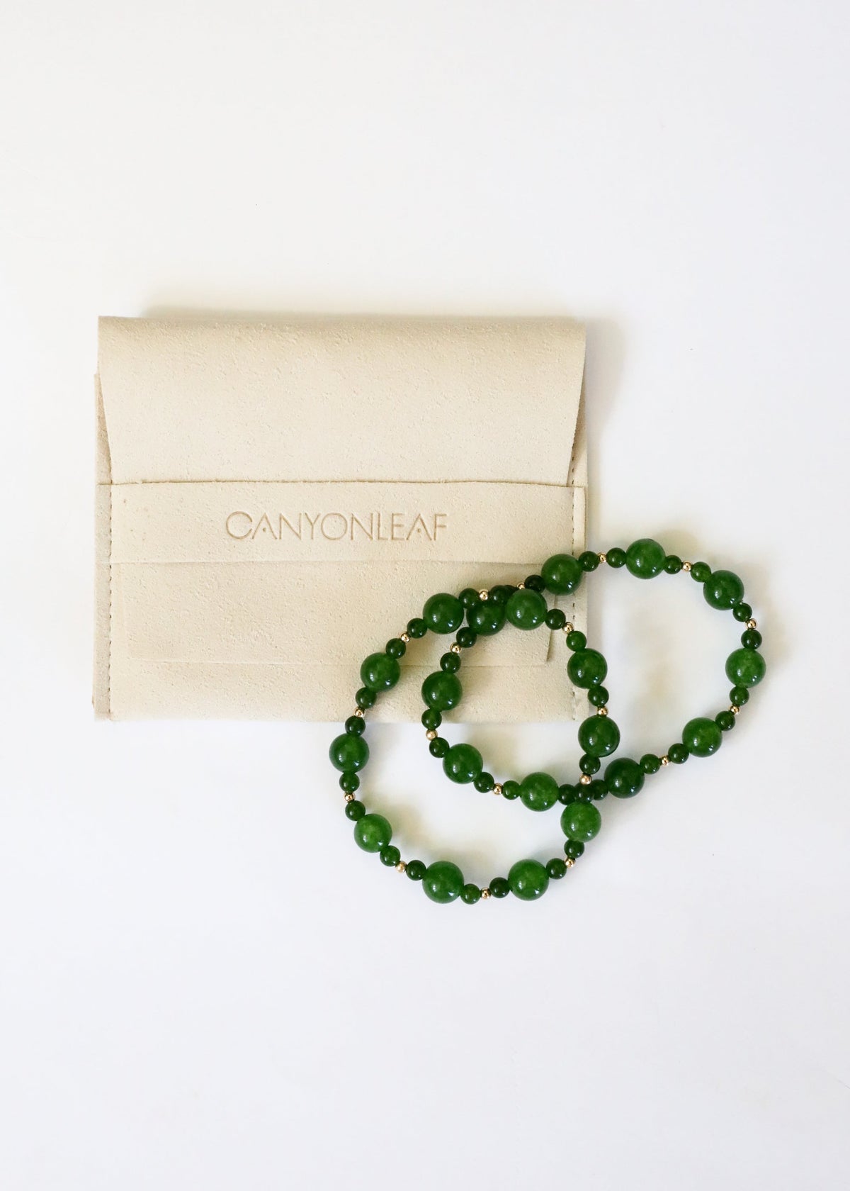 Green Jade + 14k Gold Filled || Stretch Bracelet
