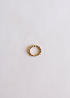 Raw Cognac Baltic Amber + 14K Gold Filled Beaded Ring Stack