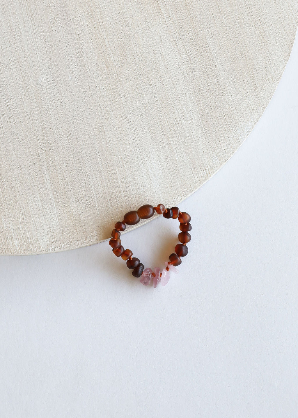 Raw Cognac Baltic Amber + Raw Rose Quartz || Bracelet Set