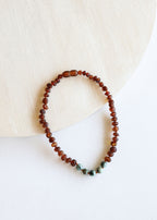 Raw Cognac Baltic Amber + Turquoise Jasper || Necklace