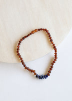 Raw Cognac Baltic Amber + Raw Lapis || Necklace