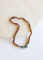 Raw Cognac Baltic Amber + Raw Turquoise Jasper || Necklace