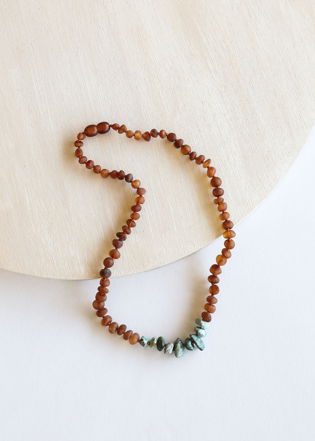 Raw Cognac Baltic Amber + Raw Turquoise Jasper || Necklace