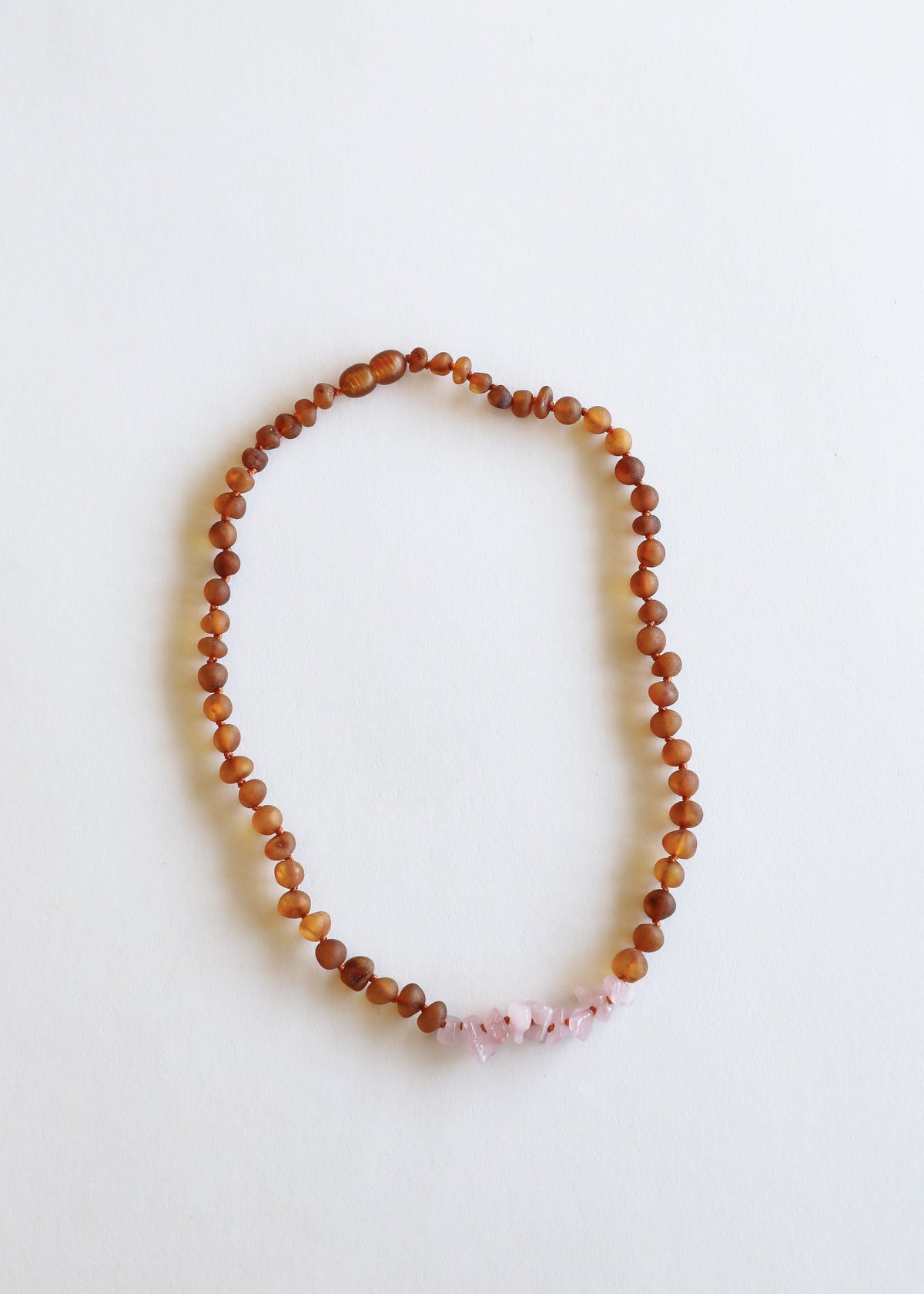 Raw Cognac Baltic Amber + Raw Rose Quartz || Necklace Set