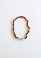 Raw Cognac Baltic Amber + Raw Aquamarine || Necklace