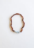 Raw Cognac Baltic Amber + Raw Aquamarine  || Necklace Set