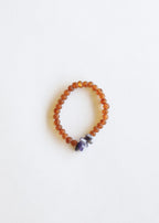 Raw Cognac Baltic Amber + Raw Amethyst || Adult Bracelet