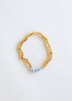 Raw Honey Baltic Amber + Aquamarine || Necklace