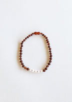 Raw Cognac Baltic Amber + Moonstone || Necklace