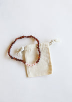 Raw Cognac Baltic Amber + Rose Quartz || Necklace Set