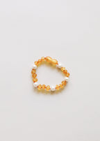 Raw Honey Baltic Amber + Pearl Halo || Anklet or Bracelet