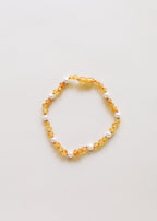 Raw Honey Baltic Amber + Pearl Halo || Anklet or Bracelet