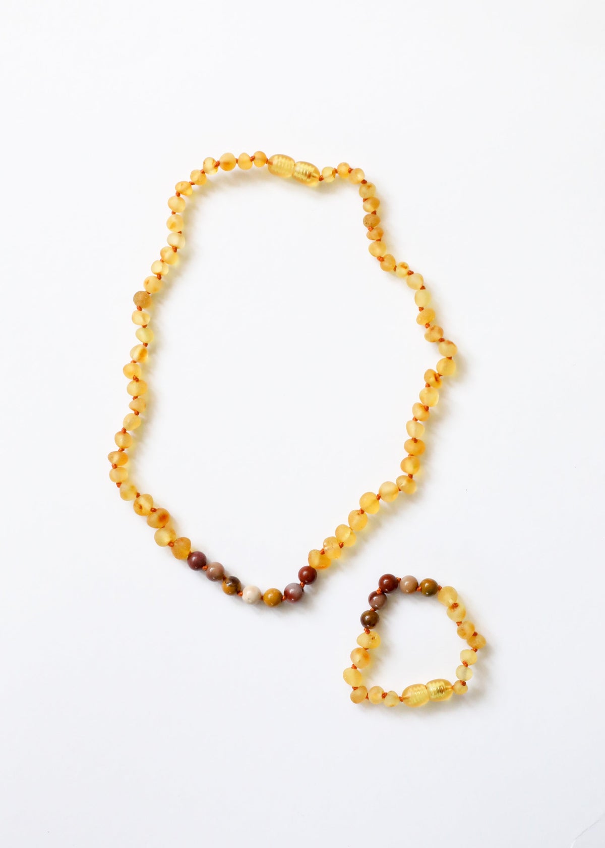 Raw Honey Baltic Amber + Mookaite Jasper || Necklace