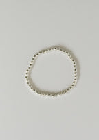 Sterling Silver || Beaded Stretch Anklet or Bracelet