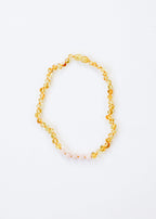 Polished Honey Baltic Amber + Rose Quartz || Necklace