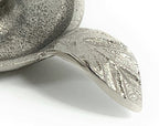Vibhsa Silver Taper Candlestick Holder Dish | Set of 2, Leaf Handle, Rustic Aluminum