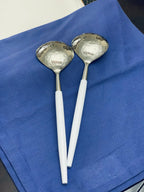 Vibhsa White Hammered Mouth Stainless Steel Soup Spoons | Set of 6