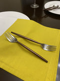 Vibhsa Stainless Steel Dinner Forks Set of 6 Pieces-Brown