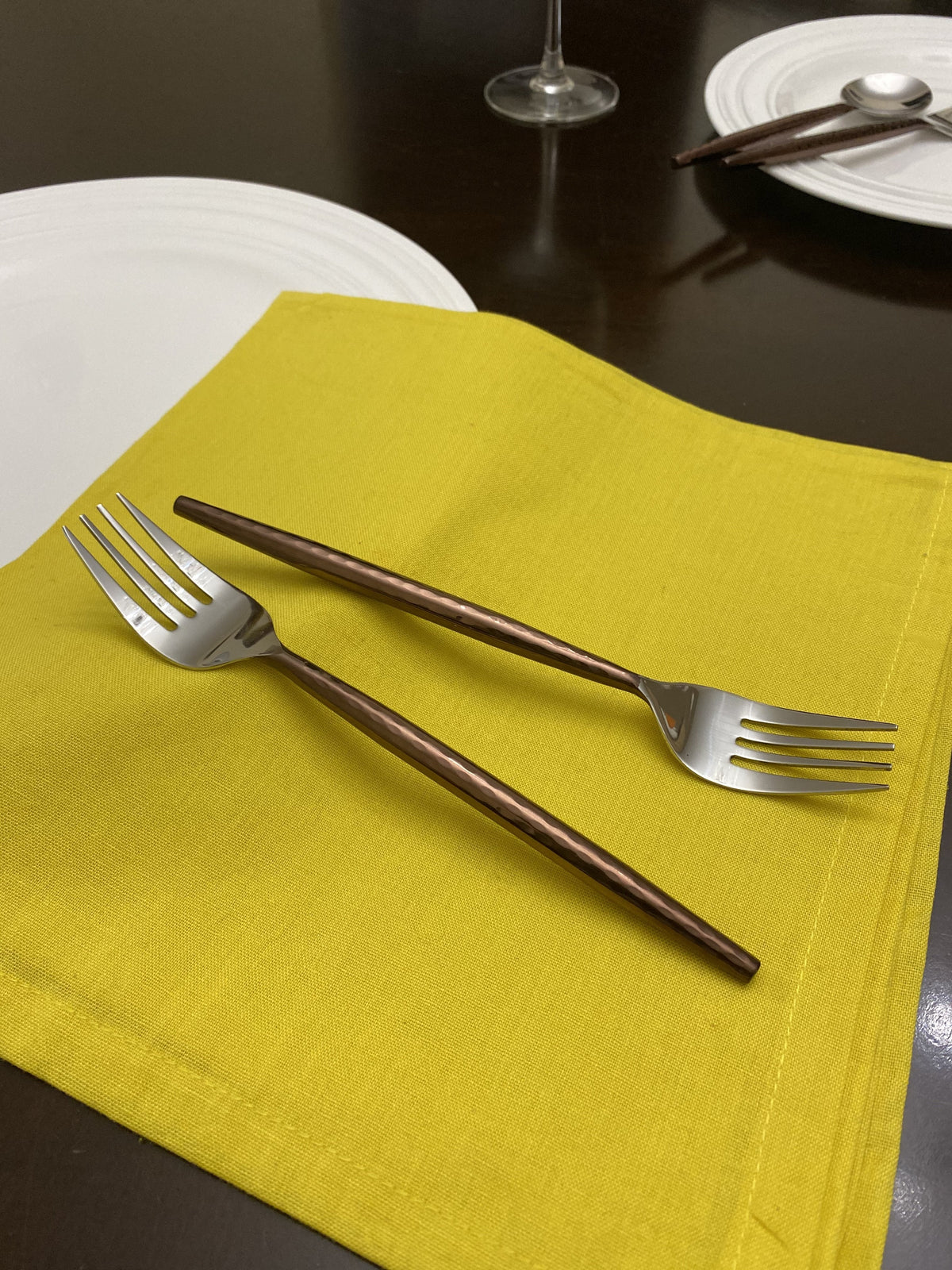 Vibhsa Stainless Steel Dinner Forks Set of 6 Pieces-Brown