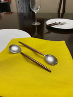 Vibhsa Stainless Steel Soup spoons Set of 6 Pieces-Brown