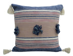 Throw Pillow with Tassels and Pom-Poms 20" x 20" Insert Included