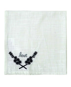 Vibhsa Cotton Table Napkins | Set of 4, "Love" Embroidery, 20"x20"