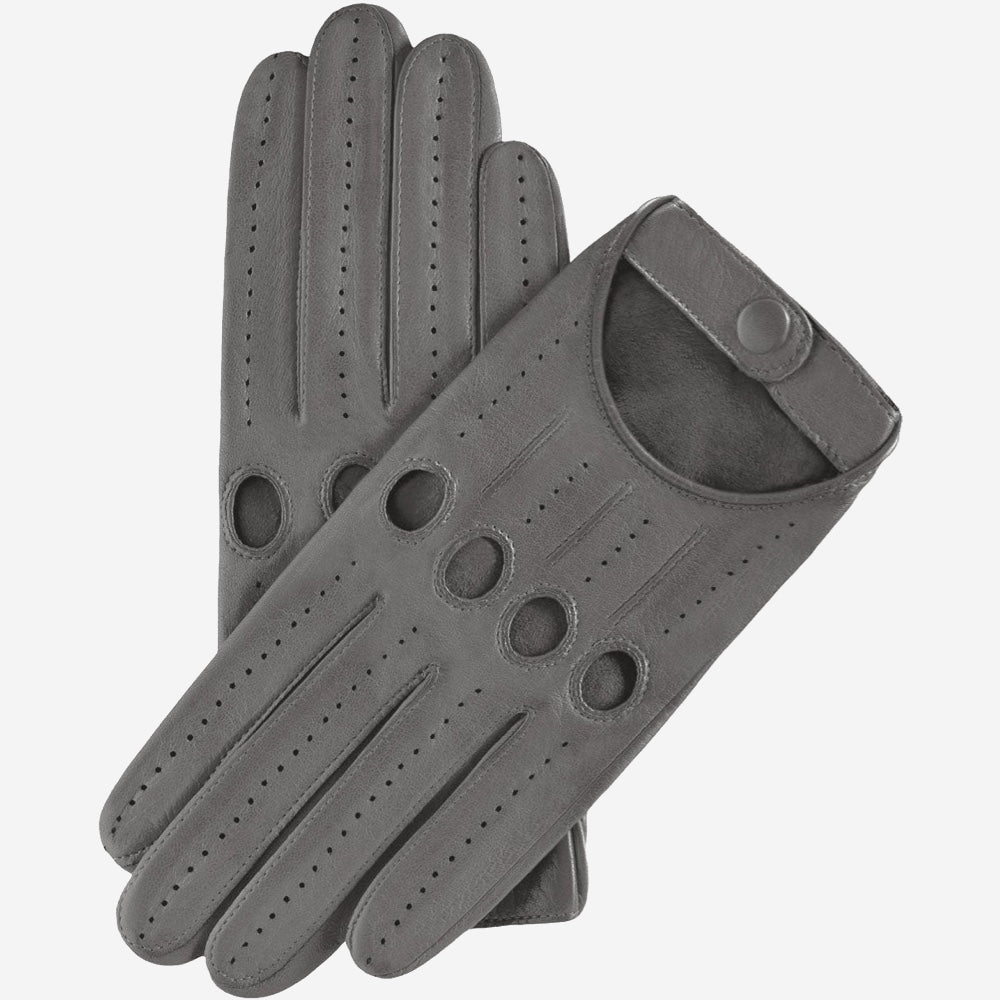Alessa (grey) - Classic Italian lambskin leather driving gloves
