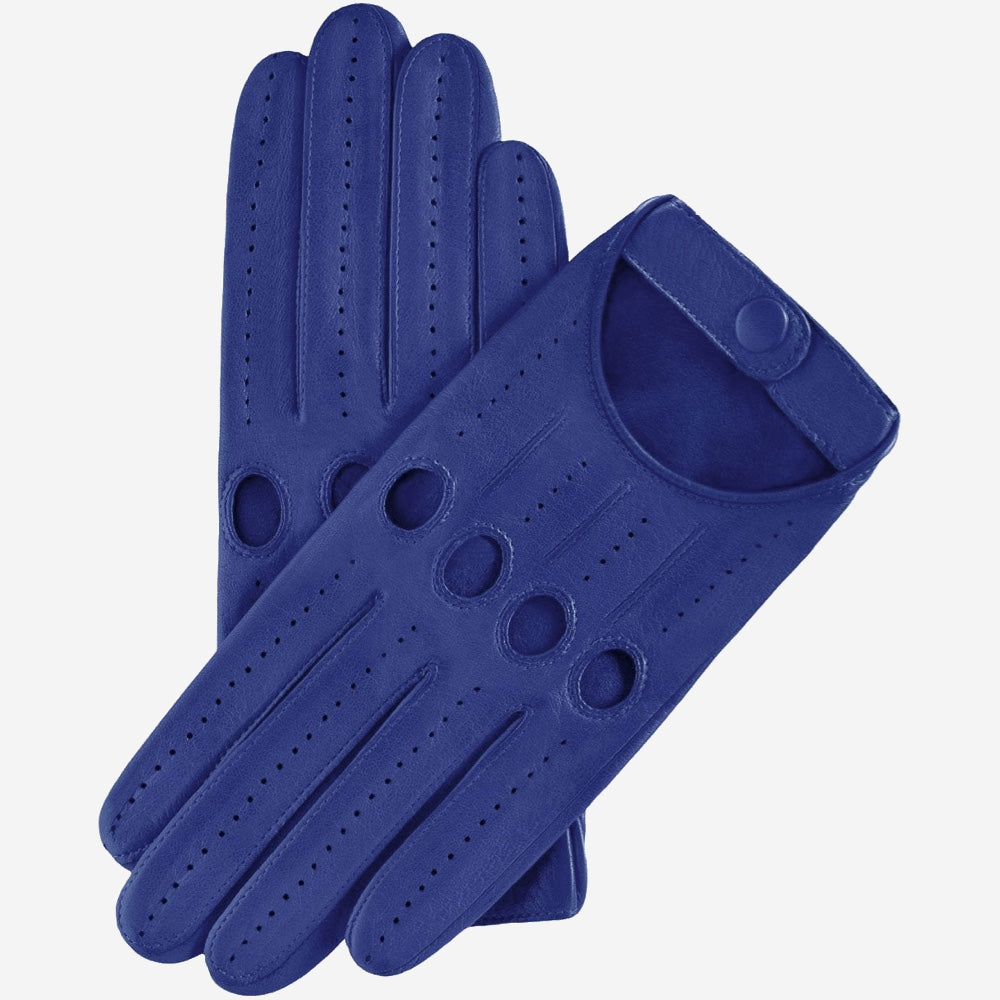 Alessa (blue) - Classic Italian lambskin leather driving gloves