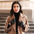 Alessa (black) - Classic Italian lambskin leather driving gloves & touchscreen feature