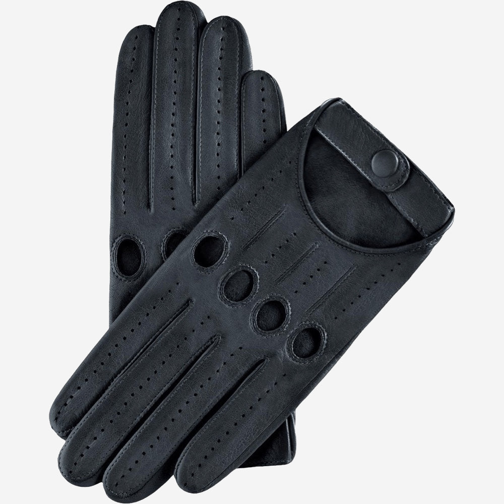 Alessa (black) - Classic Italian lambskin leather driving gloves