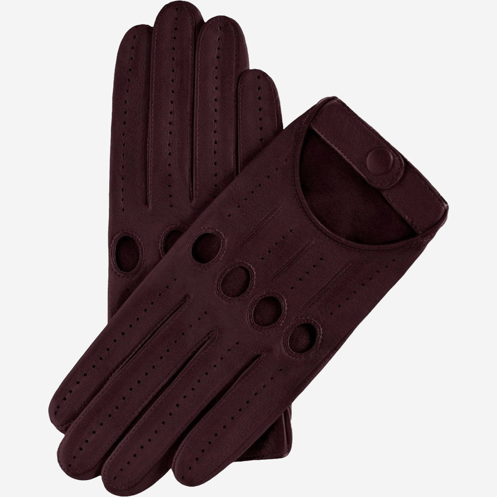 Alessa (oxblood) - Classic Italian lambskin leather driving gloves