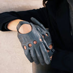 Alessa (grey) - Classic Italian lambskin leather driving gloves