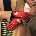 Alessa (red) - Classic Italian lambskin leather driving gloves