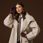 Alessa (berry) - Classic Italian lambskin leather driving gloves